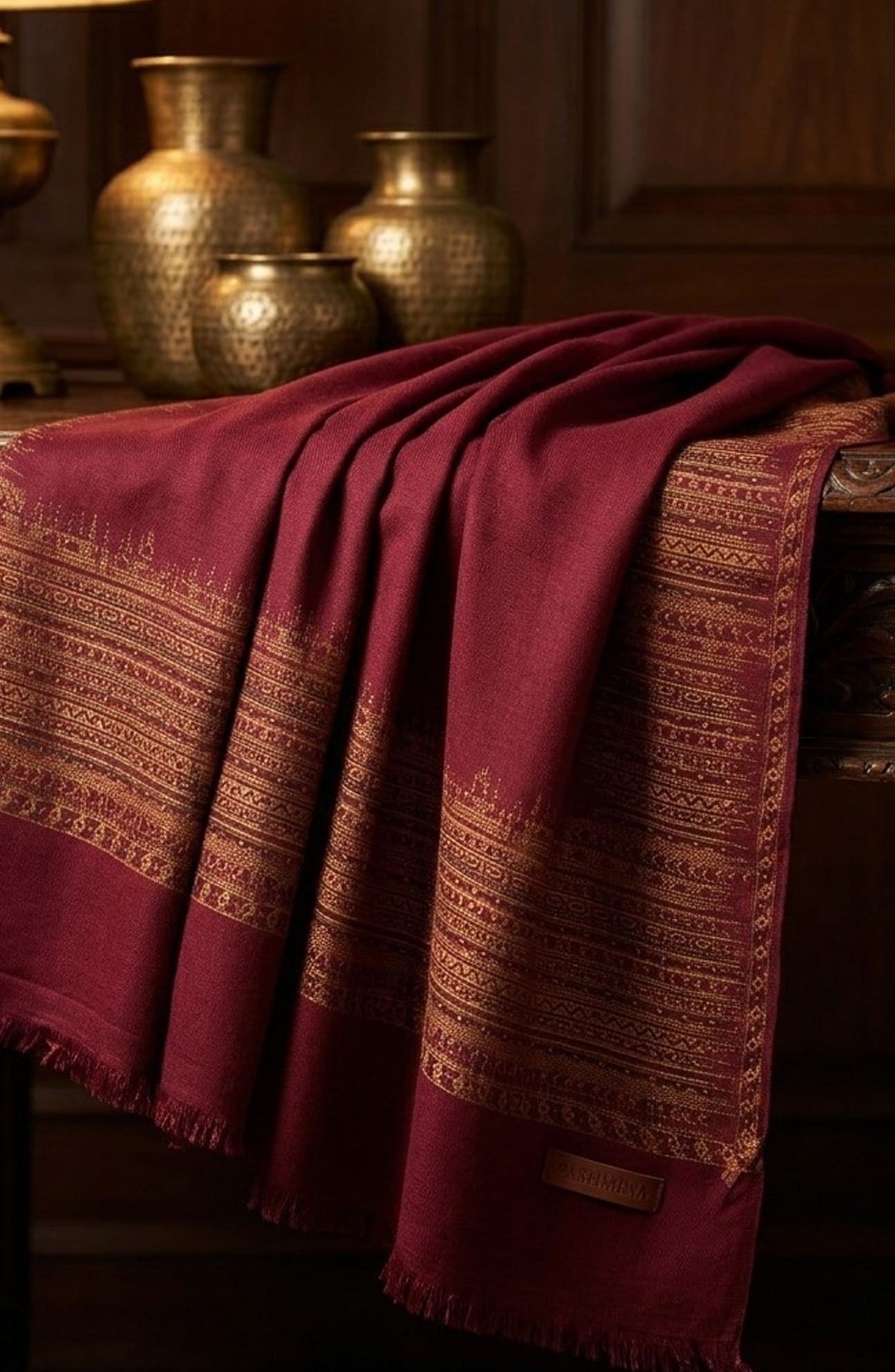 Amna Khadija Kanni Wool Jacquard Shawl - D-02 - AM26GW - Pink - Winter Collection