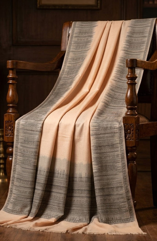 Amna Khadija Kanni Wool Jacquard Shawl - D-04 - AM26GW - Skin - Winter Collection