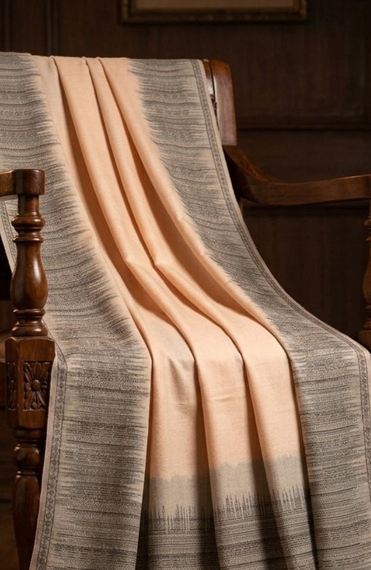 Amna Khadija Kanni Wool Jacquard Shawl - D-04 - AM26GW - Skin - Winter Collection