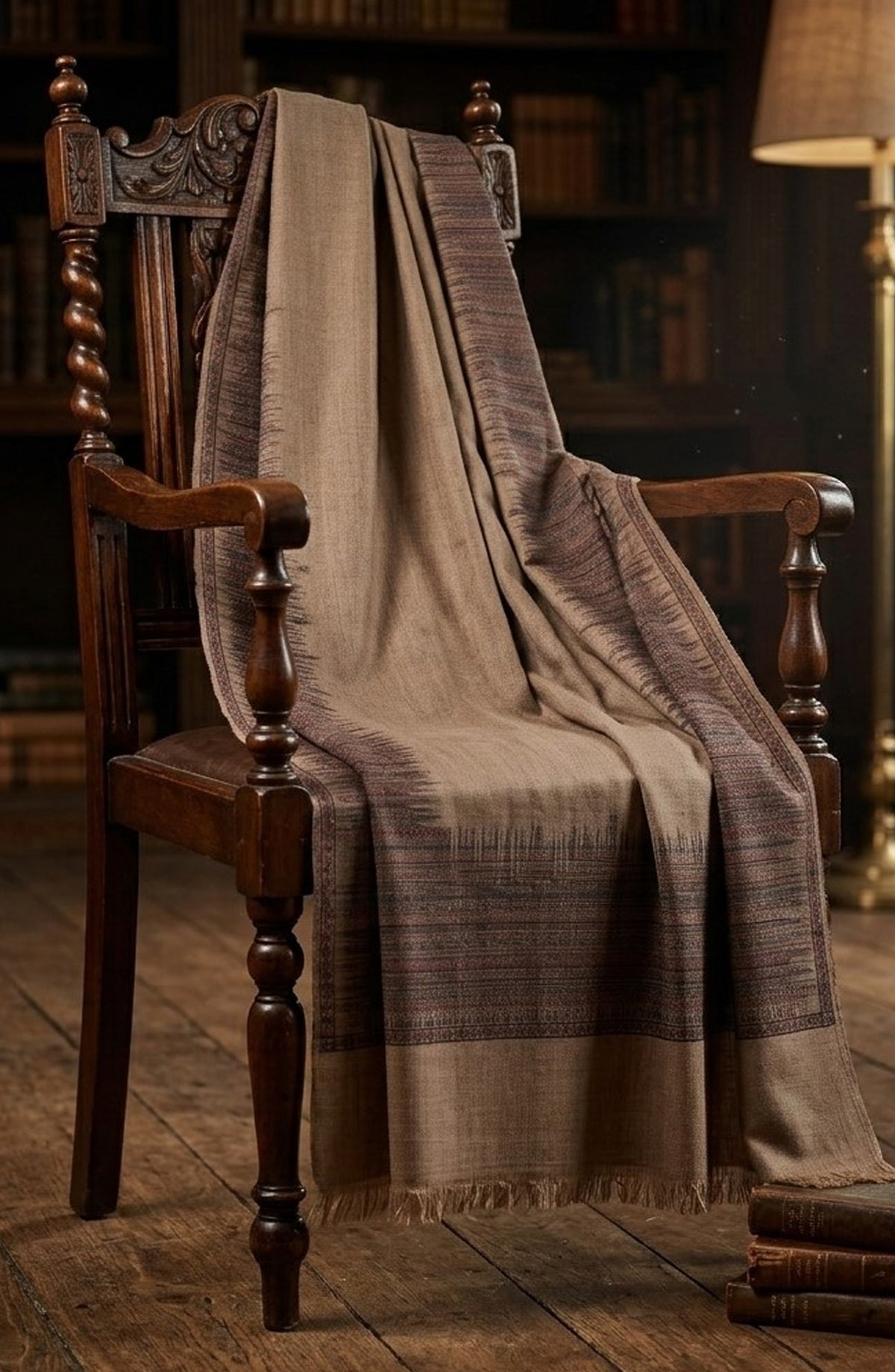 Amna Khadija Kanni Wool Jacquard Shawl - D-07 - AM26GW - Light Grey - Winter Collection