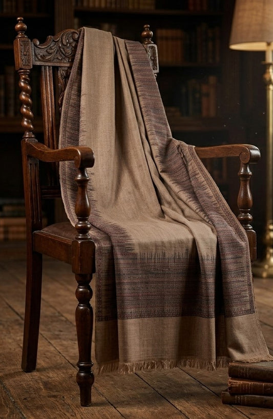 Amna Khadija Kanni Wool Jacquard Shawl - D-07 - AM26GW - Light Grey - Winter Collection