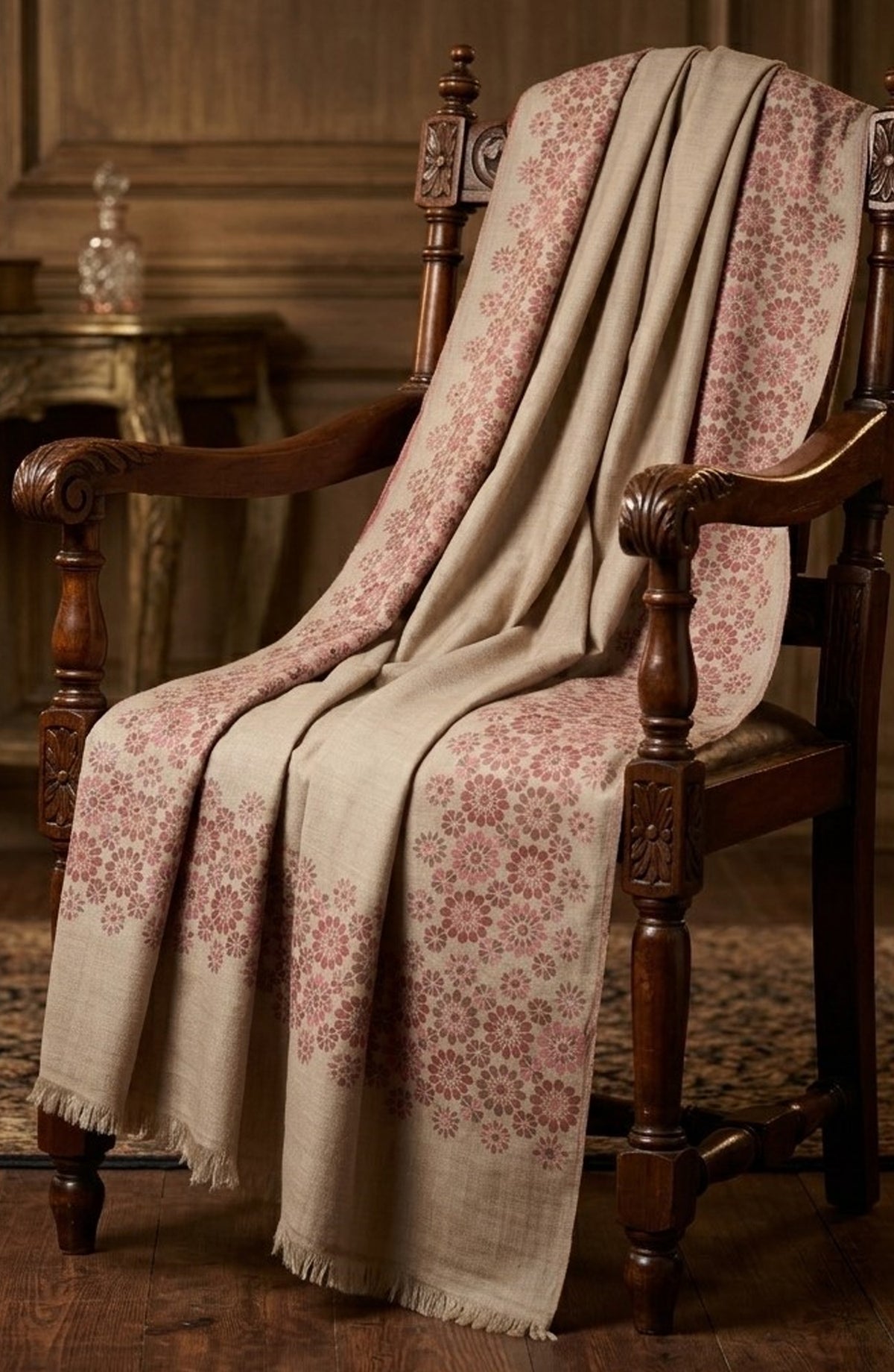 Amna Khadija Kanni Wool Jacquard Shawl - D-10 - AM26GW - Light Grey - Winter Collection