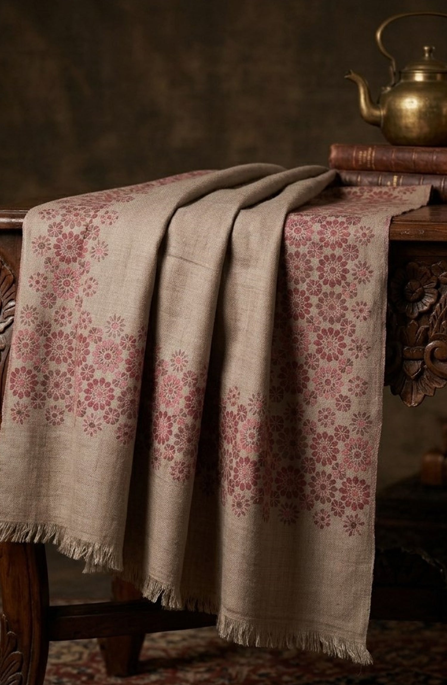 Amna Khadija Kanni Wool Jacquard Shawl - D-10 - AM26GW - Light Grey - Winter Collection