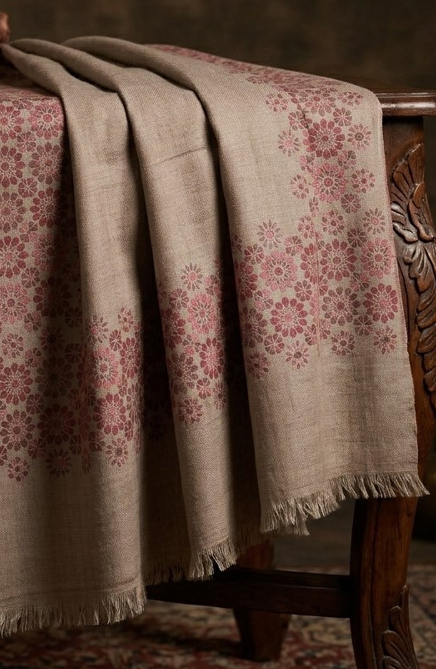 Amna Khadija Kanni Wool Jacquard Shawl - D-10 - AM26GW - Light Grey - Winter Collection
