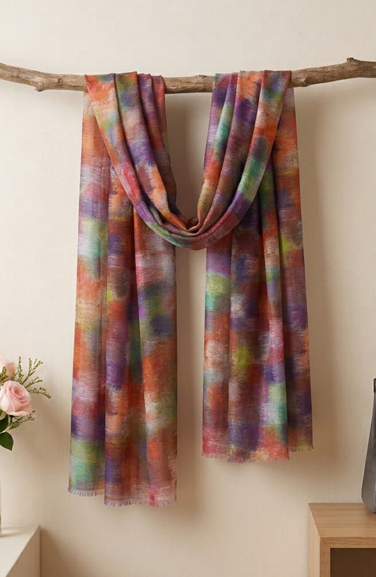 Amna Khadija Printed Twill Pure Lawn Stole - ALS-05 - AM26LST - Multi - Winter Collection