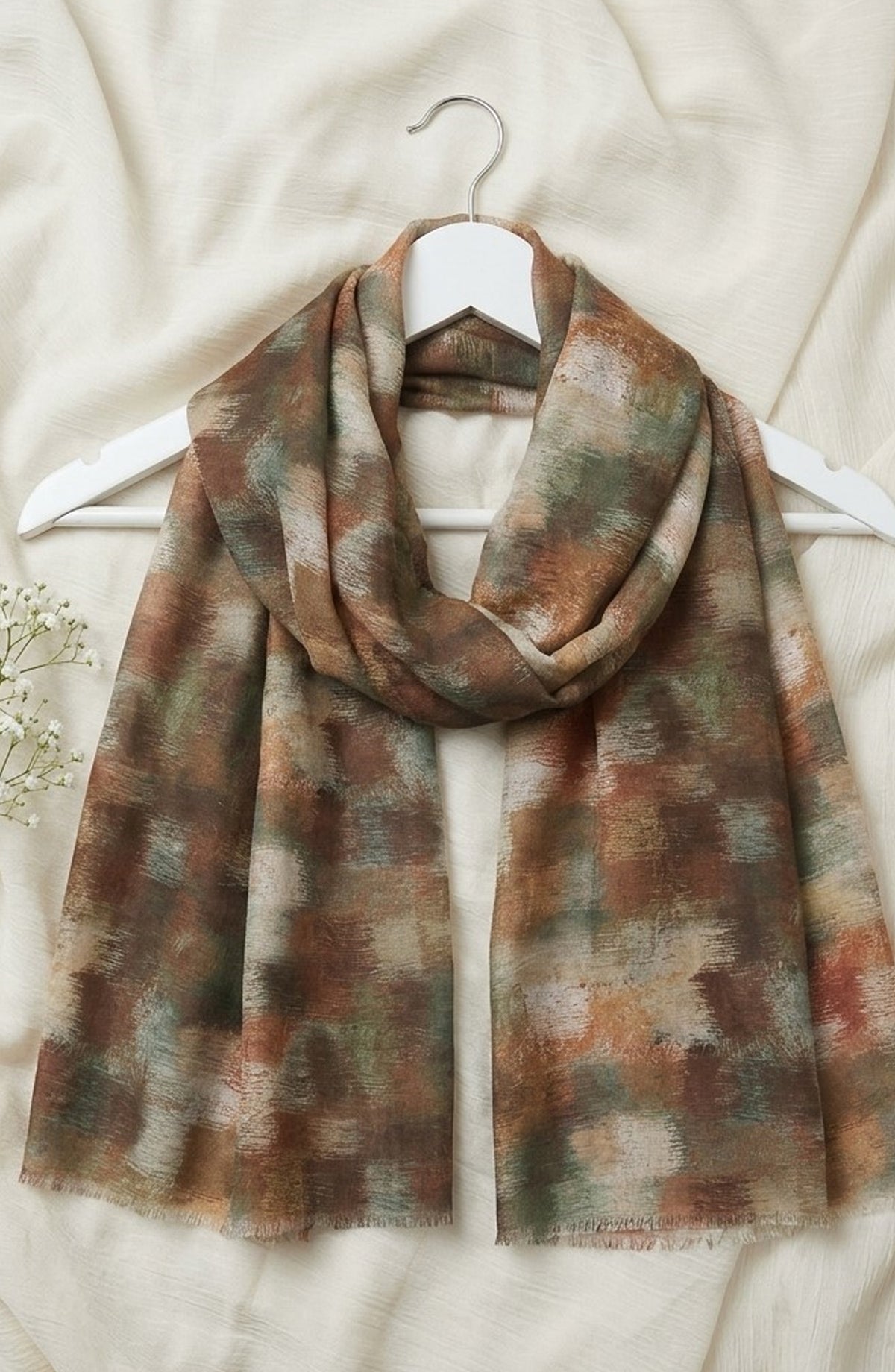 Amna Khadija Printed Twill Pure Lawn Stole - ALS-08 - AM26LST - Rust - Winter Collection