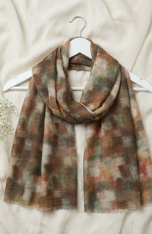 Amna Khadija Printed Twill Pure Lawn Stole - ALS-08 - AM26LST - Rust - Winter Collection