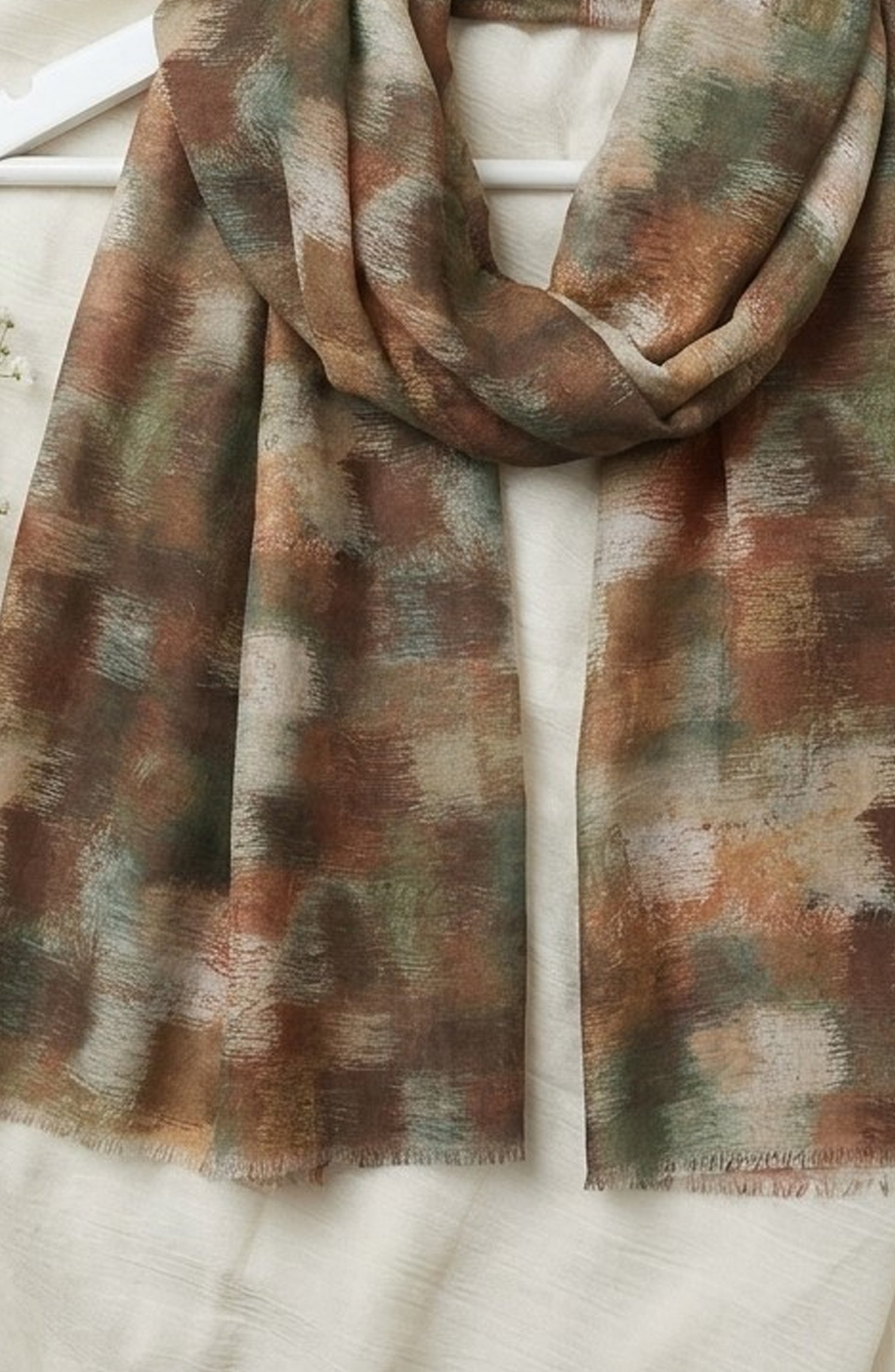 Amna Khadija Printed Twill Pure Lawn Stole - ALS-08 - AM26LST - Rust - Winter Collection