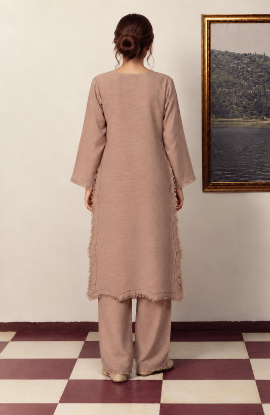 Amna Khadija Twinkle Khaddar Stitched 2 Piece Co-ord Set - AKTK-01 - AM26TWL - Skin - Winter Collection