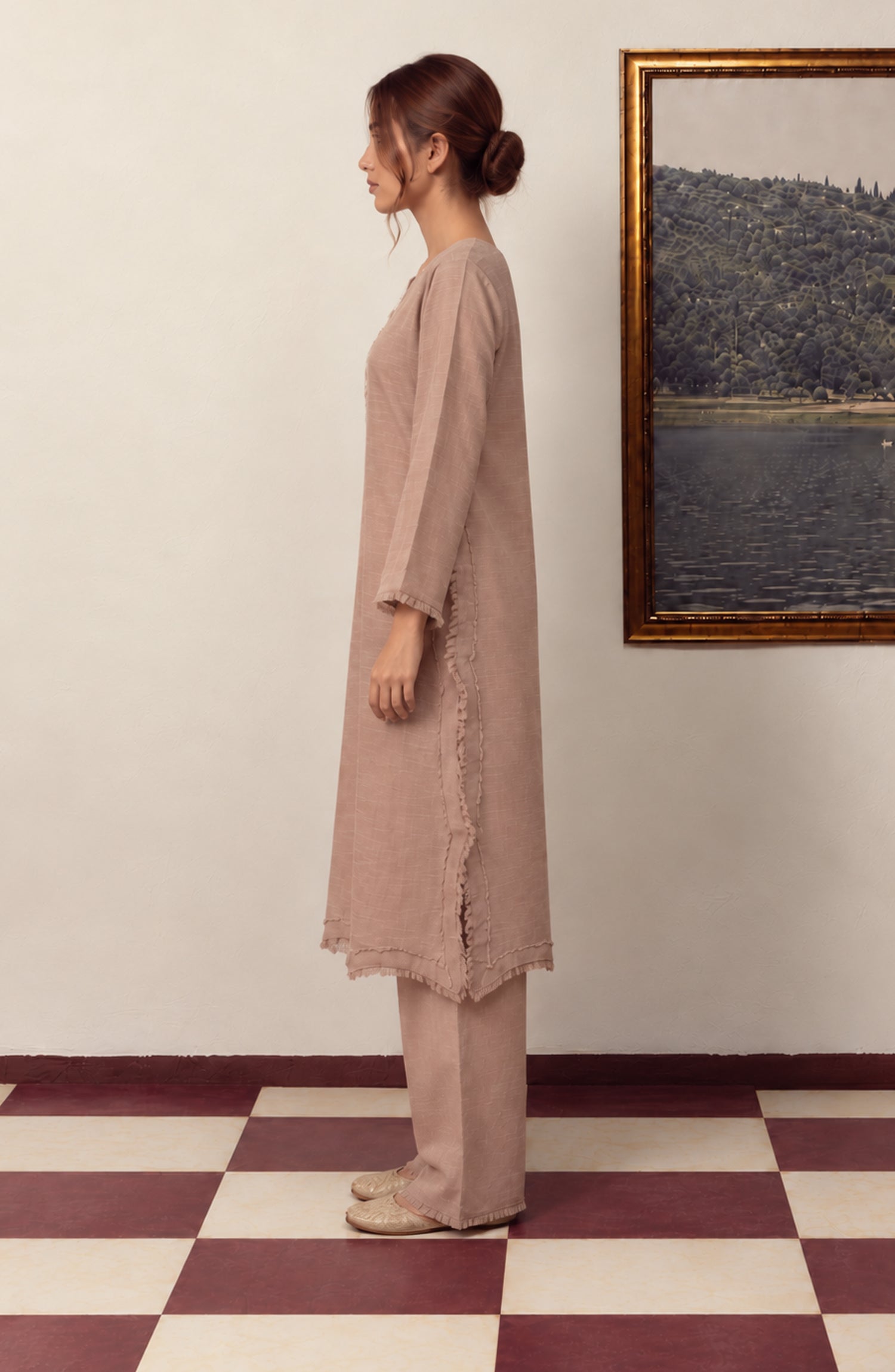 Amna Khadija Twinkle Khaddar Stitched 2 Piece Co-ord Set - AKTK-01 - AM26TWL - Skin - Winter Collection