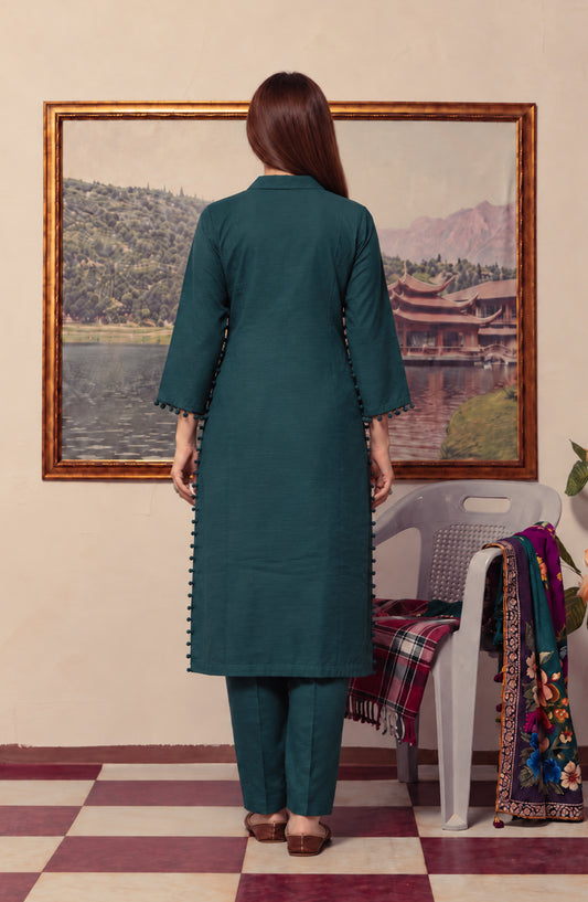 Amna Khadija Twinkle Khaddar Stitched 2 Piece Co-ord Set - AKTK-07 - AM26TWL - Green - Winter Collection