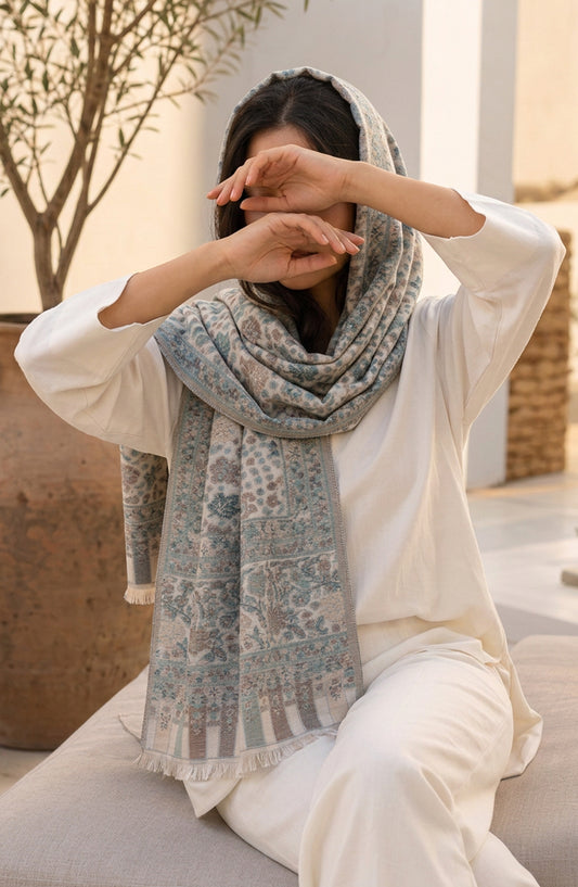 Amna Khadija Wool Jacquard Stole - AKW-07 - AM26STL - Multi - Winter Collection