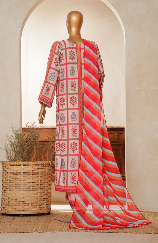 Amna Khadija Printed Lawn Stitched 3 Piece Suit - DS-192  FDSEF-06 - AM25FDL - Pink - Summer Collection