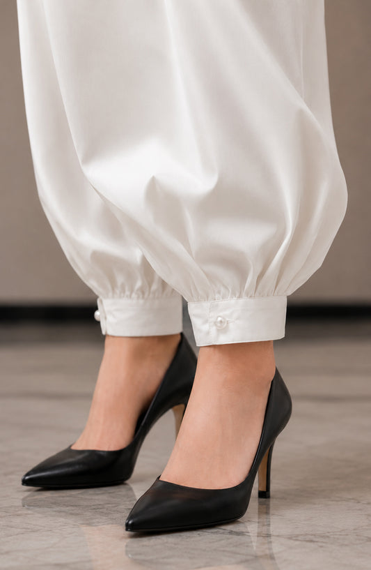 Amna Khadija Malai Boski Balloon Pant - BLN-1 - AKP26BLN - White - Trouser Collection