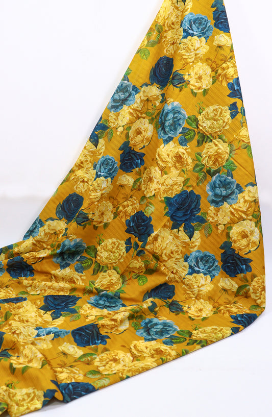 Amna Khadija Classic Printed Bana Dora Lawn Unstitched 2 Piece Suit - Design-47 - AK25CFL6 - Mustard - Summer Collection