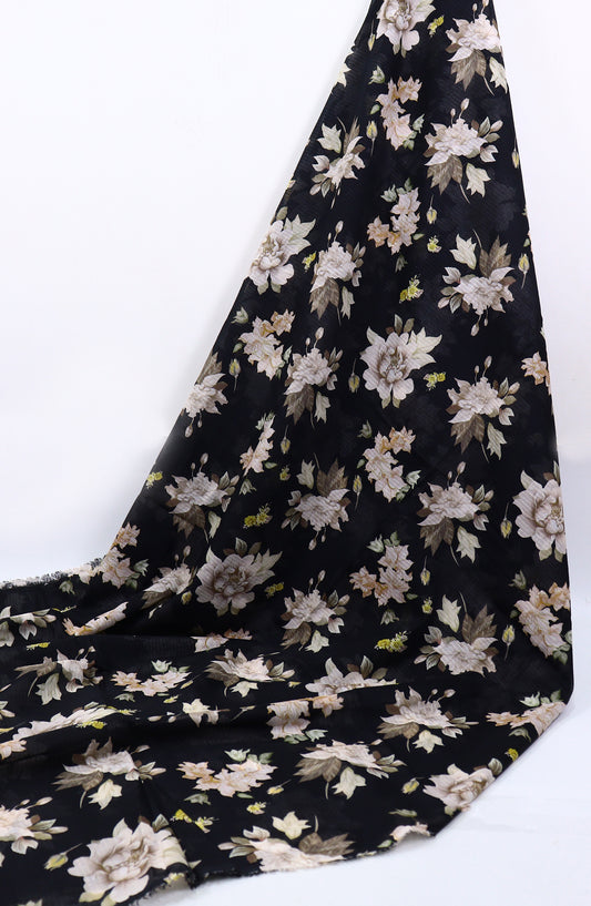 Amna Khadija Classic Printed Bana Dora Lawn Unstitched 2 Piece Suit - Design-52 - AK25CFL6 - Black - Summer Collection