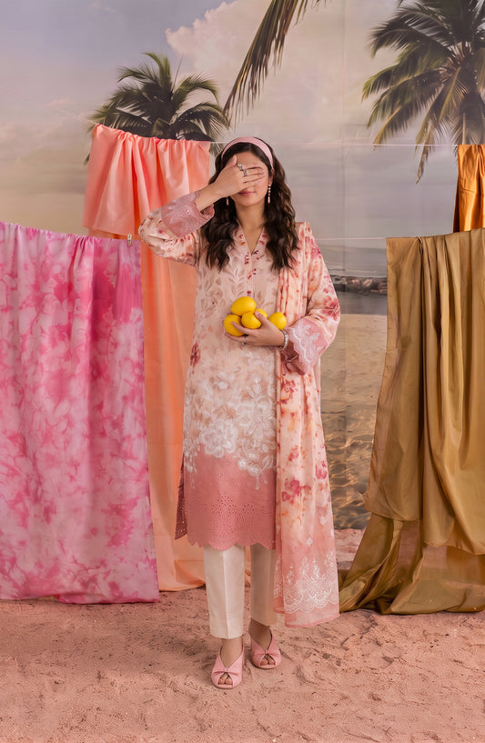 Amna Khadija Bella Doria Embroidered Lawn Unstitched 3 Piece Suit - AKBD-01 - AM26BLDR - Pink - Summer Collection