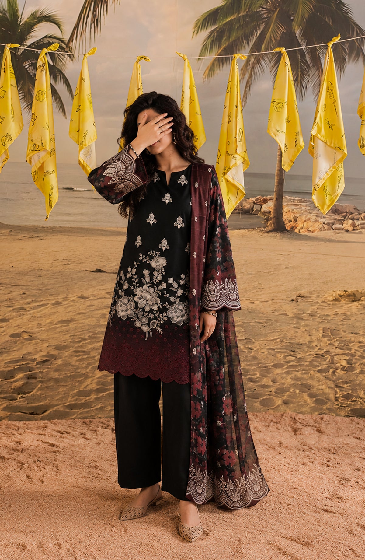 Amna Khadija Bella Doria Embroidered Lawn Unstitched 3 Piece Suit - AKBD-02 - AM26BLDR - Black - Summer Collection
