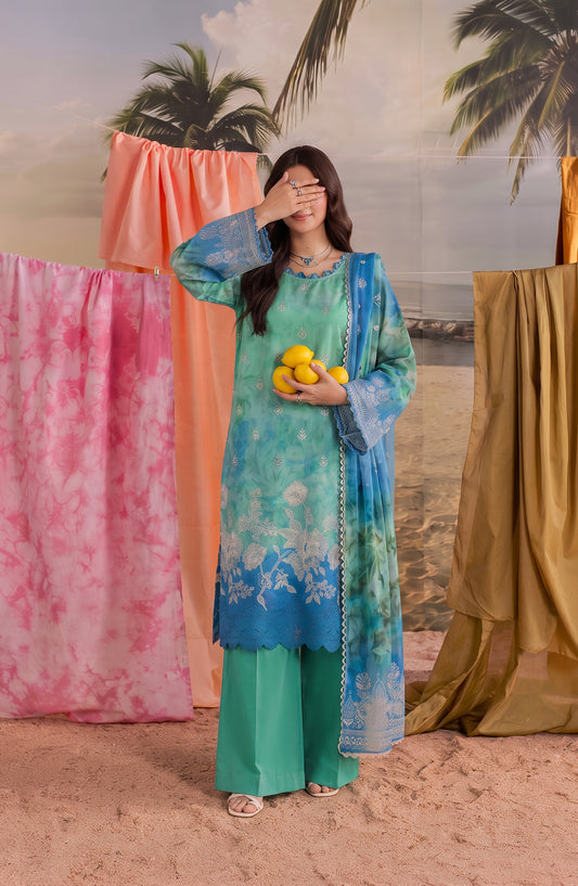 Amna Khadija Bella Doria Embroidered Lawn Unstitched 3 Piece Suit - AKBD-04 - AM26BLDR - Green - Summer Collection