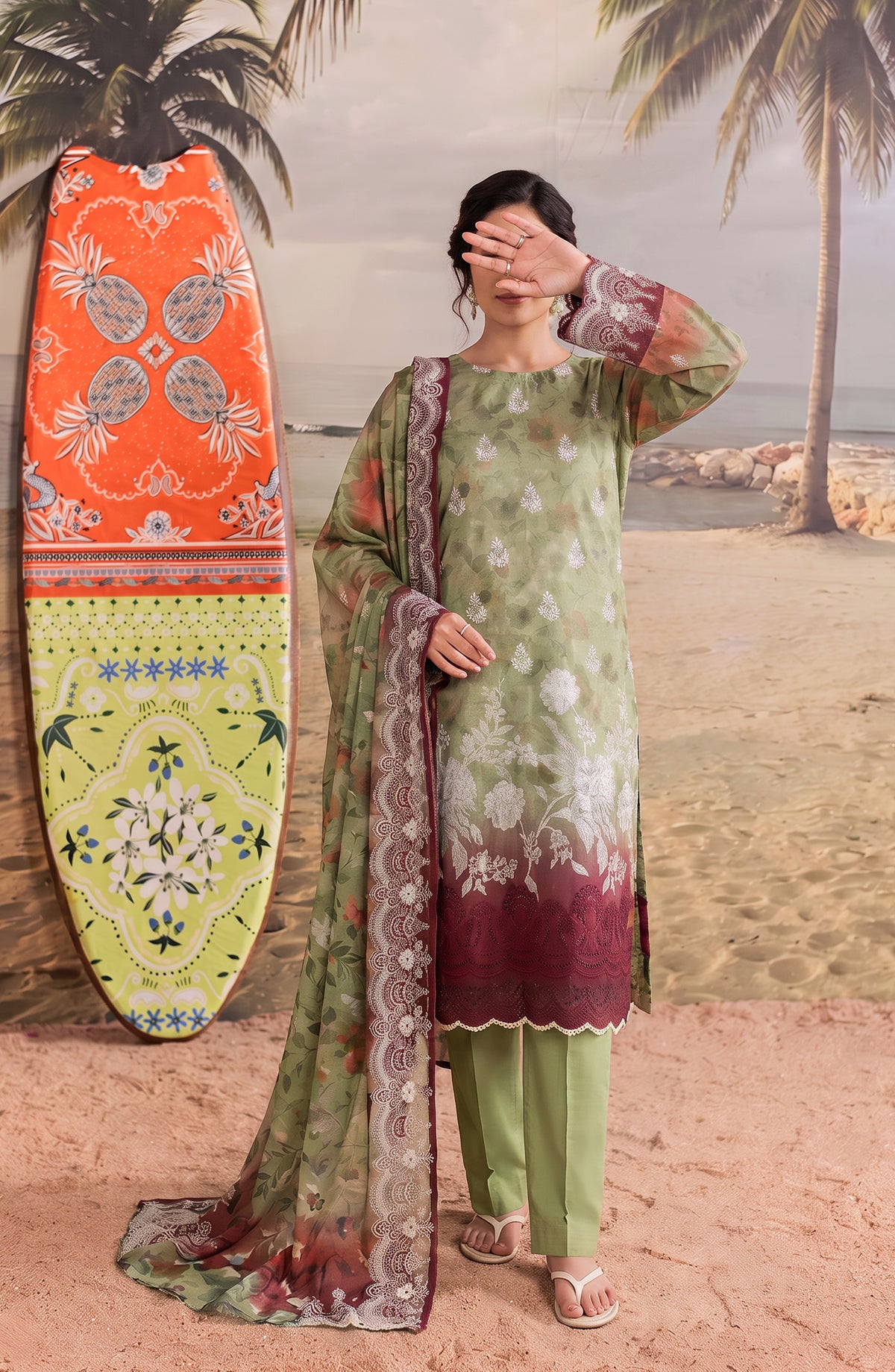 Amna Khadija Bella Doria Embroidered Lawn Unstitched 3 Piece Suit - AKBD-06 - AM26BLDR - Green - Summer Collection