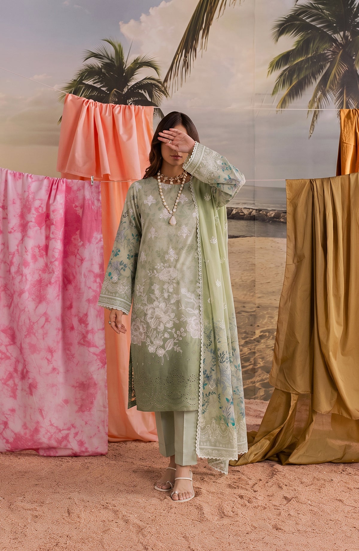 Amna Khadija Bella Doria Embroidered Lawn Unstitched 3 Piece Suit - AKBD-07 - AM26BLDR - Green - Summer Collection