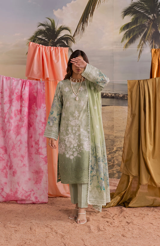 Amna Khadija Bella Doria Embroidered Lawn Unstitched 3 Piece Suit - AKBD-07 - AM26BLDR - Green - Summer Collection