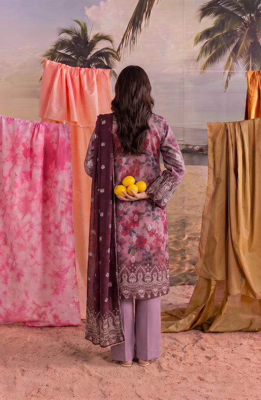 Amna Khadija Bella Doria Embroidered Lawn Unstitched 3 Piece Suit - AKBD-08 - AM26BLDR - Pink - Summer Collection