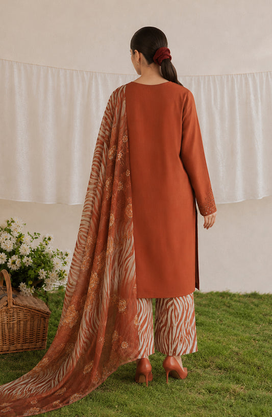 Amna Khadija Bella Doria Chikankari Lawn Unstitched 3 Piece Suit - AKBD-15 - AM26UBD - Orange - Summer Collection