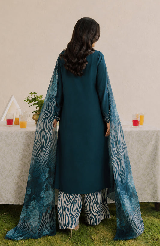 Amna Khadija Bella Doria Chikankari Lawn Unstitched 3 Piece Suit - AKBD-11 - AM26UBD - Blue - Summer Collection