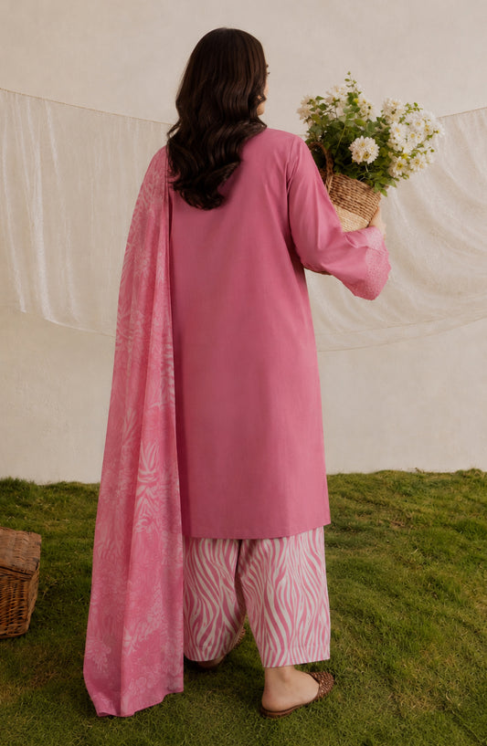 Amna Khadija Bella Doria Chikankari Lawn Unstitched 3 Piece Suit - AKBD-10 - AM26UBD - Pink - Summer Collection