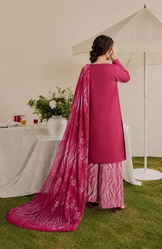 Amna Khadija Bella Doria Chikankari Lawn Unstitched 3 Piece Suit - AKBD-09 - AM26UBD - Pink - Summer Collection