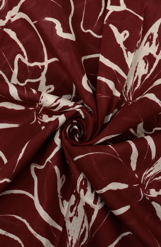 Amna Khadija Classic Printed Lawn Unstitched 2 Piece Suit - Design-06 - AK25CFL6 - Maroon - Summer Collection