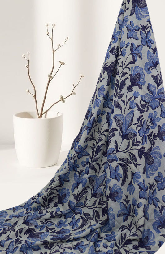 Amna Khadija Classic Printed Lawn Unstitched 2 Piece Suit - Design-05 - AK25CFL6 - Blue - Summer Collection