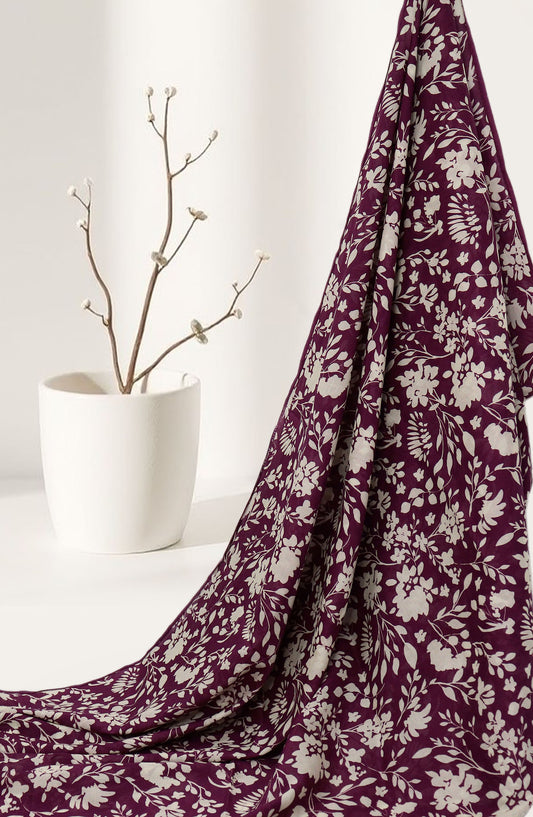 Amna Khadija Classic Printed Lawn Unstitched 2 Piece Suit - Design-01 - AK25CFL6 - Purple - Summer Collection