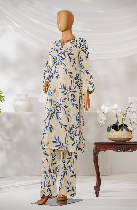 Hum Johli by Amna Khadija Printed Dobby Cambric Stitched 2 Piece Suit - AKHJ-01 - AK25JHH - Fawn - Summer Collection