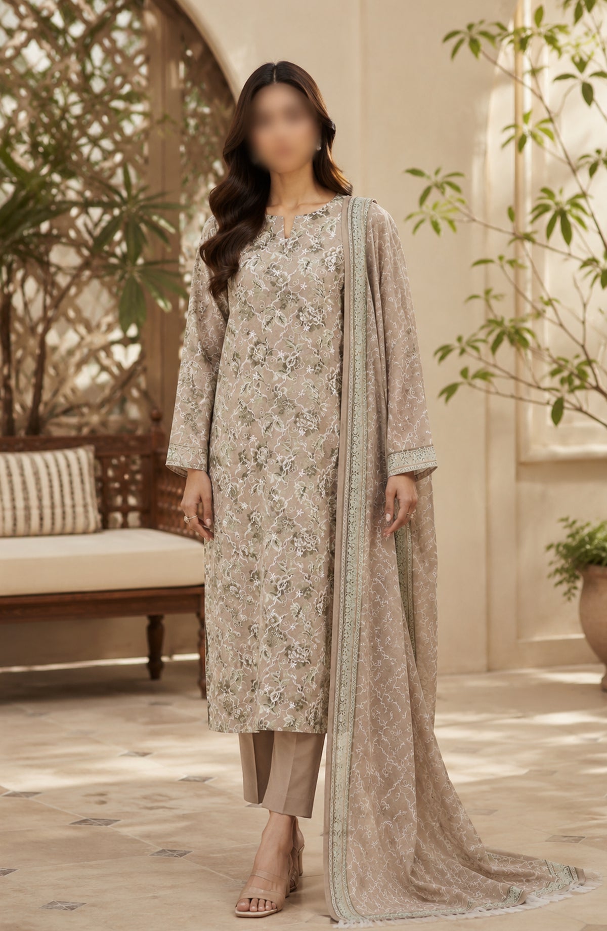 Amna Khadija Fancy Embroidered Lawn Unstitched 3 Piece Suit - DRF-11 - AM26FNC - Pink - Summer Collection