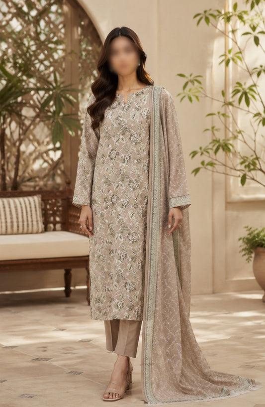 Amna Khadija Fancy Embroidered Lawn Unstitched 3 Piece Suit - DRF-11 - AM26FNC - Pink - Summer Collection