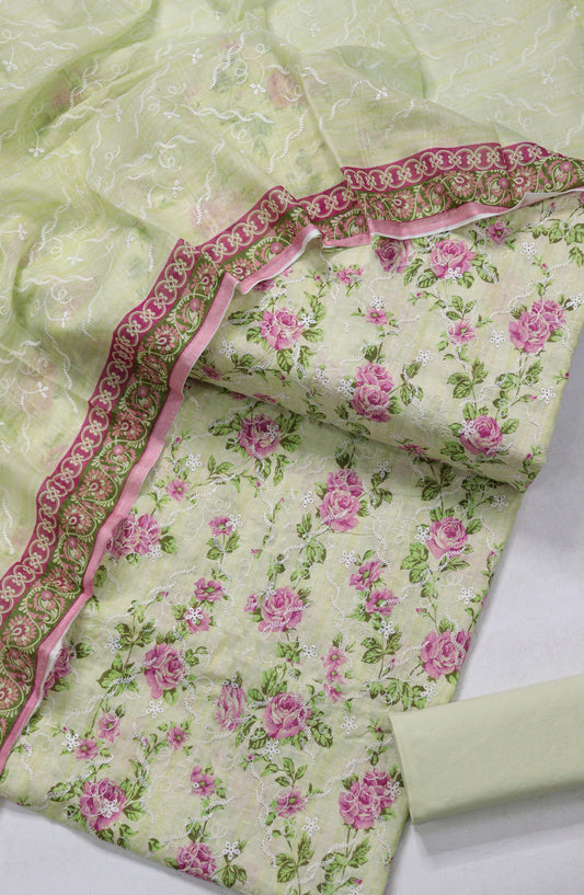Amna Khadija Fancy Embroidered Lawn Unstitched 3 Piece Suit - DRF-10 - AM26FNC - Green - Summer Collection