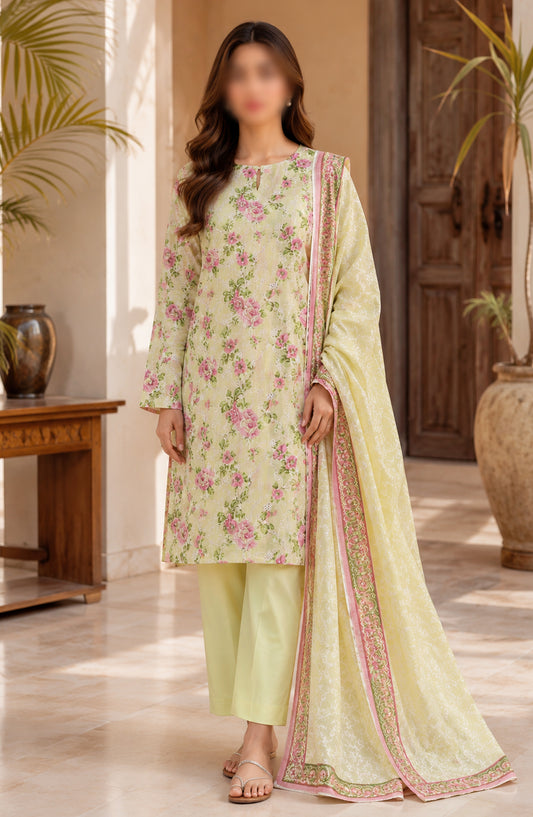 Amna Khadija Fancy Embroidered Lawn Unstitched 3 Piece Suit - DRF-10 - AM26FNC - Green - Summer Collection