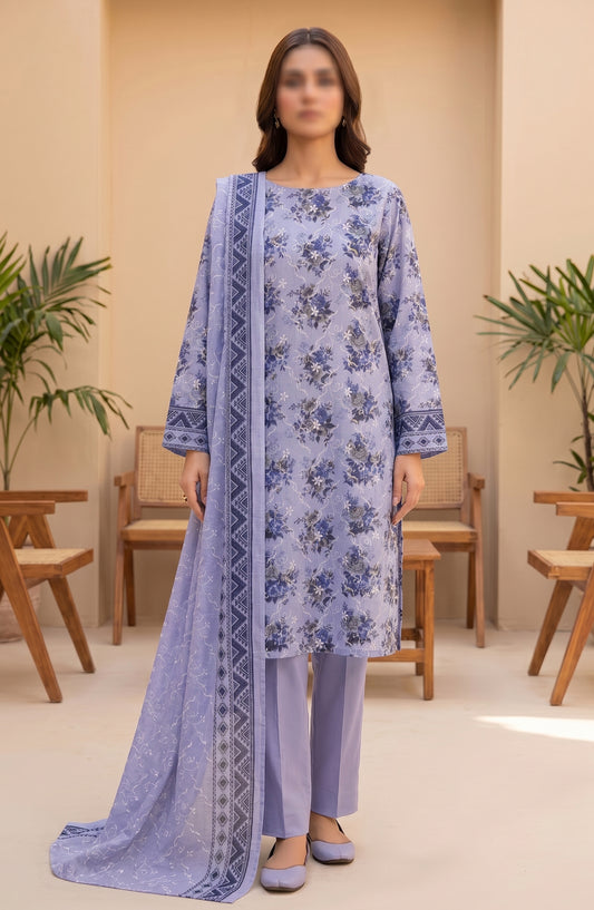 Amna Khadija Fancy Embroidered Lawn Unstitched 3 Piece Suit - DRF-07 - AM26FNC - Blue - Summer Collection