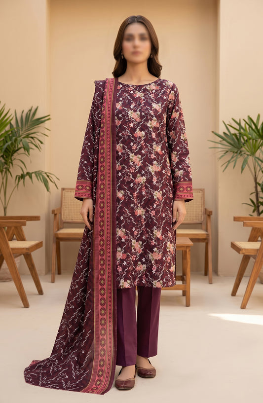 Amna Khadija Fancy Embroidered Lawn Unstitched 3 Piece Suit - DRF-06 - AM26FNC - Purple - Summer Collection