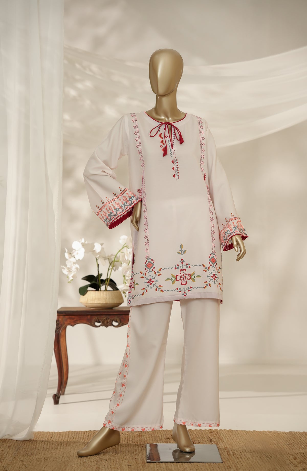 Amna Khadija Digital Printed Lawn Stitched 2 Piece Suit - Design-18 - AM25ESF - Fawn - Summer Collection