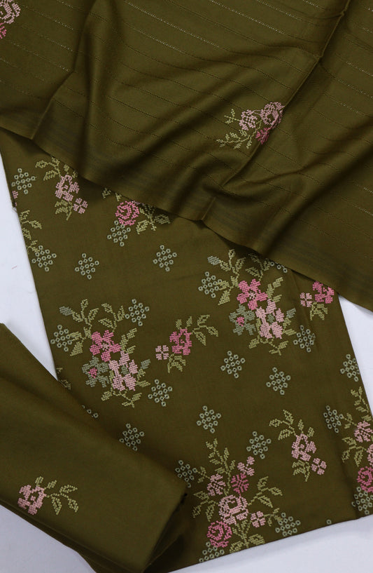Amna Khadija Embroidered Dhanak Unstitched 3 Piece Suit - Design-05 - AM25TITC - Green - Winter Collection