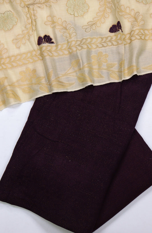 Amna Khadija Embroidered Leather Broshia Unstitched 3 Piece Suit - Design-02 - AM25LTH - Purple - Winter Collection