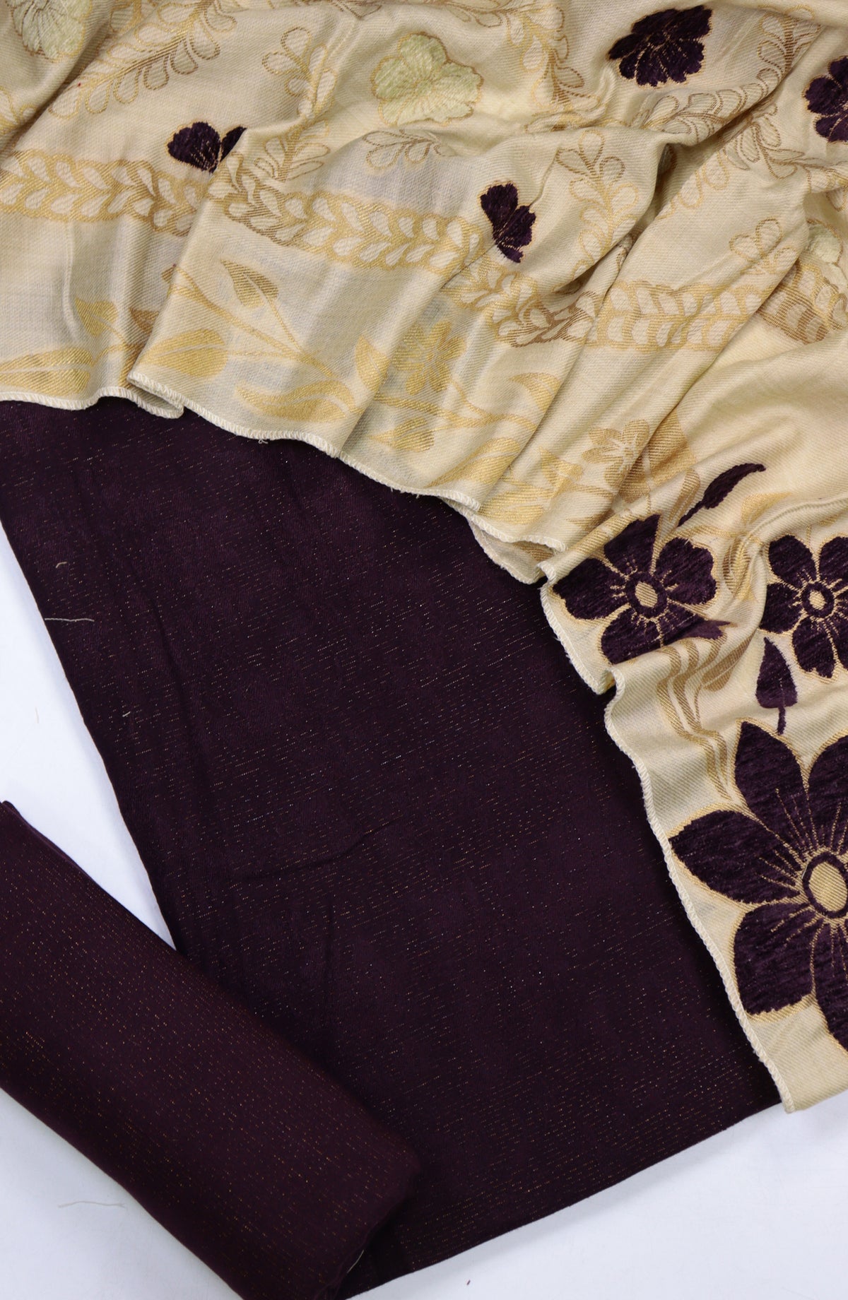 Amna Khadija Embroidered Leather Broshia Unstitched 3 Piece Suit - Design-02 - AM25LTH - Purple - Winter Collection