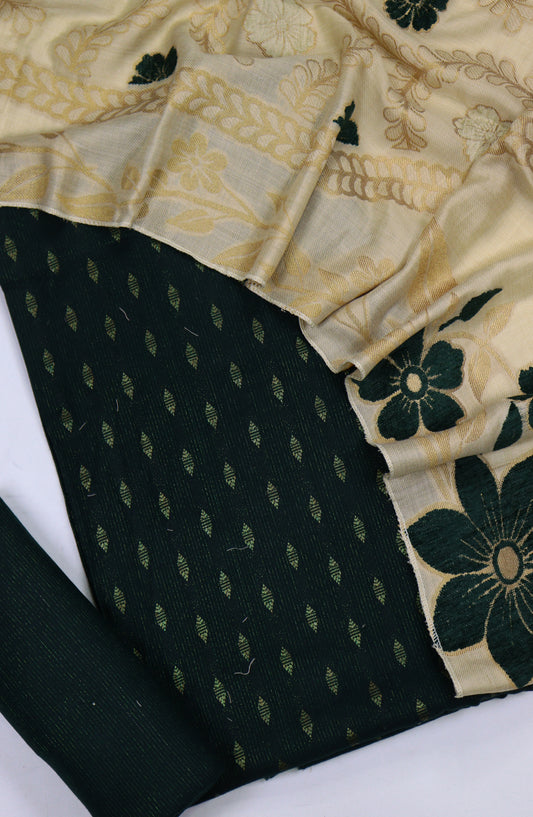Amna Khadija Embroidered Leather Broshia Unstitched 3 Piece Suit - Design-05 - AM25LTH - Green - Winter Collection