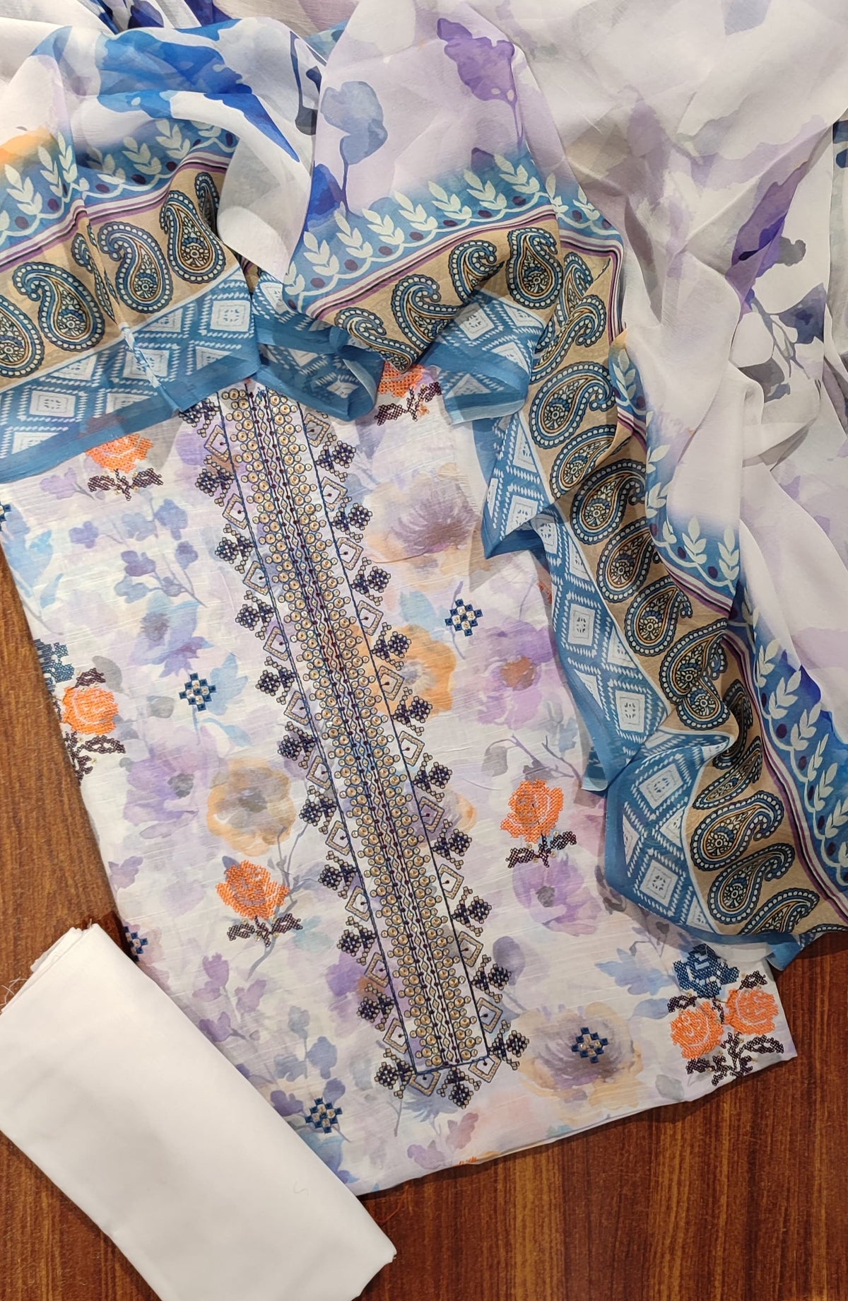 Amna Khadija Digital Print and Embroidered Slub Lawn Unstitched 3 Piece Suit - Design-02 - AM25SLU - Purple - Summer Collection