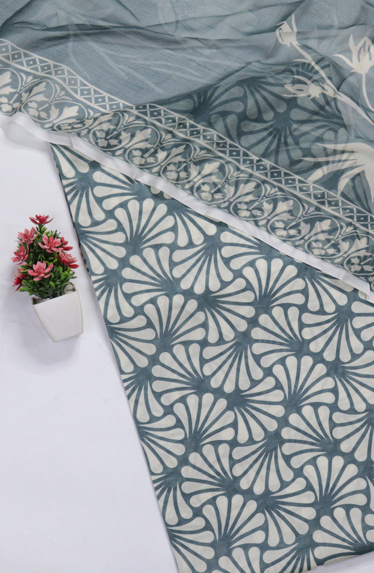 Amna Khadija Fancy Printed Lawn Unstitched 3 Piece Suit - D-07 - AM26FNC - Teal - Summer Collection