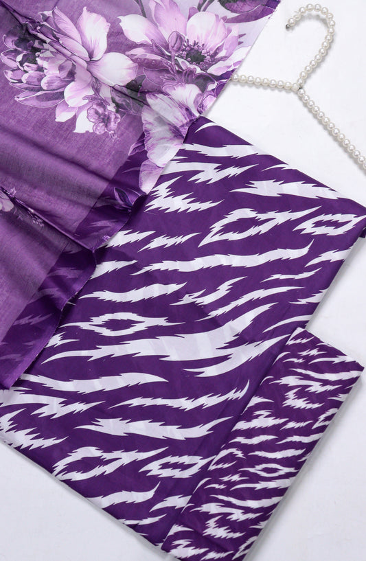 Amna Khadija Fancy Printed Lawn Unstitched 3 Piece Suit - CHD-04 - AM26FNC - Purple - Summer Collection