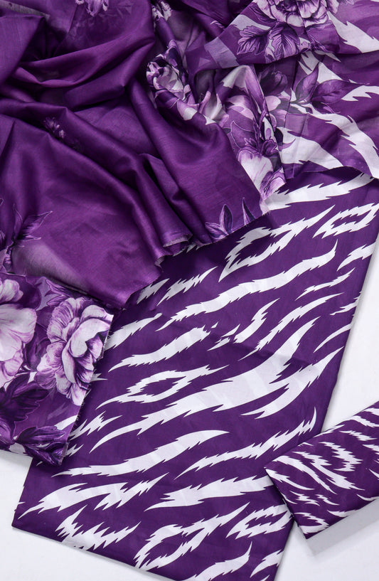 Amna Khadija Fancy Printed Lawn Unstitched 3 Piece Suit - CHD-04 - AM26FNC - Purple - Summer Collection